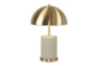 21 Inch Taupe Leather + Gold Brass Mushroom Desk Task Table Lamp - Signature