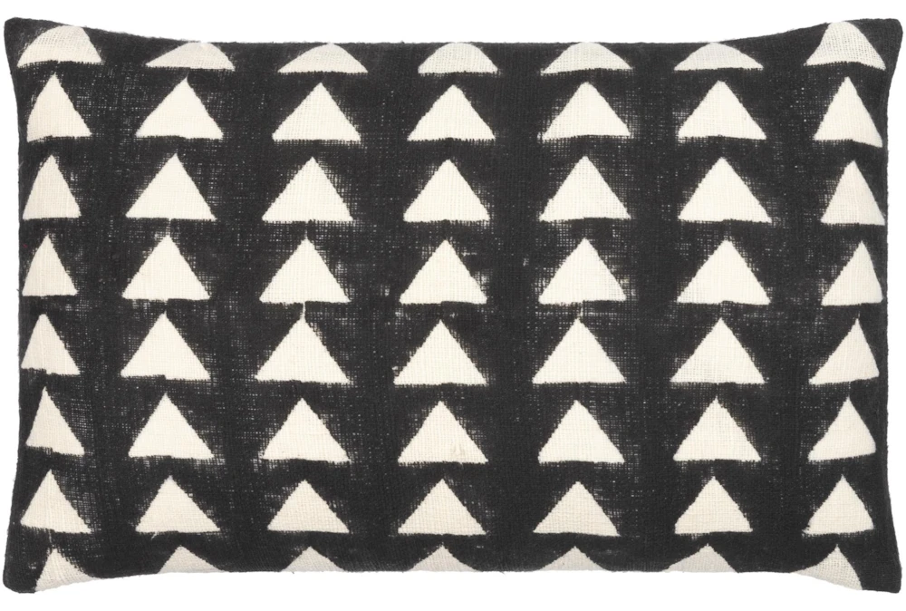 14X22 Black + White Triangle Block Print Lumbar Throw Pillow