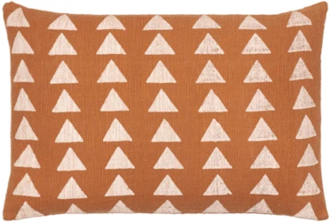 14X22 Rust Orange + Dusty Pink Triangle Block Print Lumbar Throw Pillow