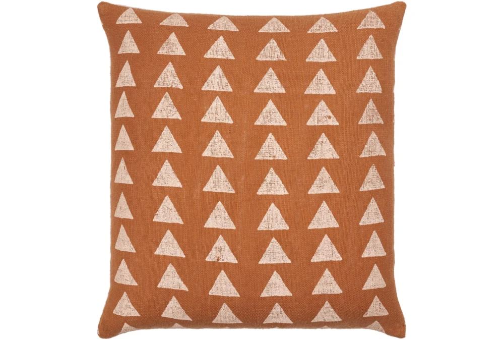 20X20 Rust Orange + Dusty Pink Triangle Block Print Throw Pillow