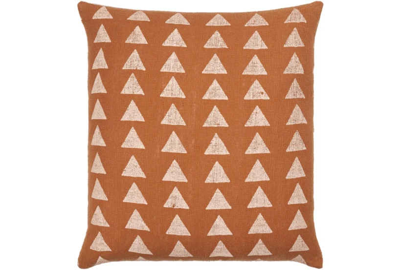 20X20 Rust Orange + Dusty Pink Triangle Block Print Throw Pillow - 360