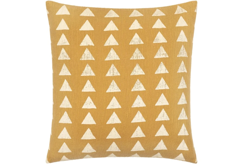 20X20 Mustard Yellow + Beige Triangle Block Print Throw Pillow - 360