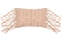 14X22 Dusty Pink Macrame Diamond Lumbar Throw Pillow With Fringe - Signature