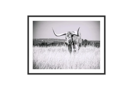 40X30 Texas Longhorn Cattle With Black Frame - Main
