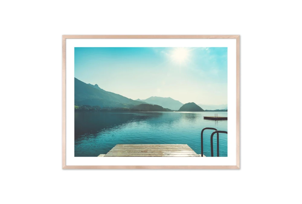 60X40 Resort Lake In Alpine Mountains With Natural Frame
