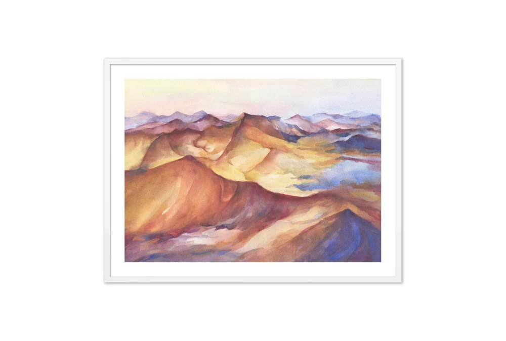 60X40 Multicolor Mountain Peaks With White  Frame