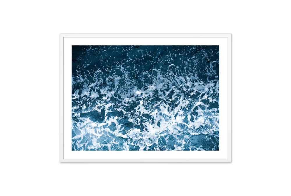 60X40 Aerial View Of Salt Ocean Waves With White  Frame