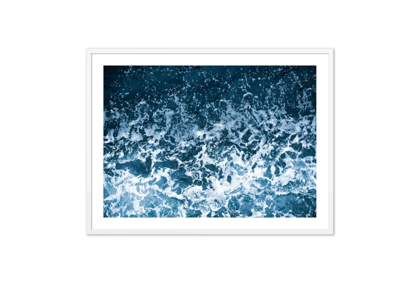 60X40 Aerial View Of Salt Ocean Waves With White  Frame - 360