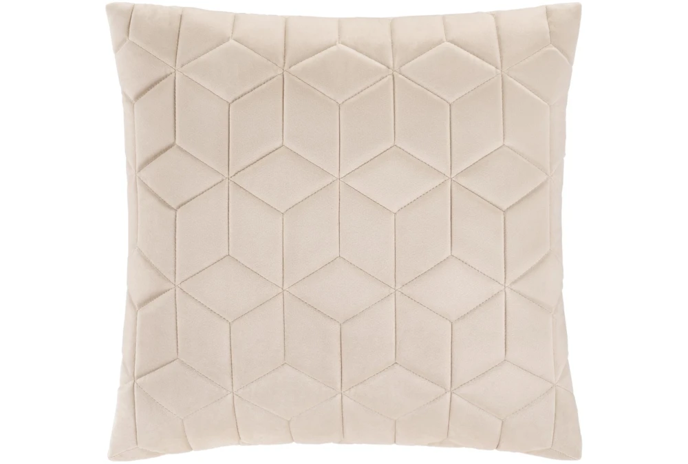 18X18 Light Beige Diamond Quilt Velvet Throw Pillow