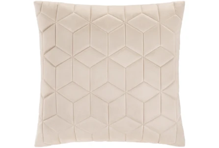 18X18 Light Beige Diamond Quilt Velvet Throw Pillow
