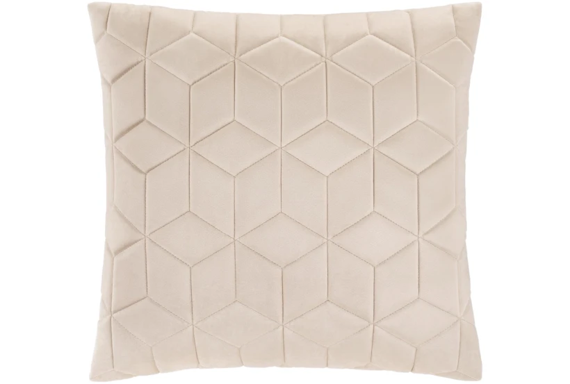 18X18 Light Beige Diamond Quilt Velvet Throw Pillow - 360