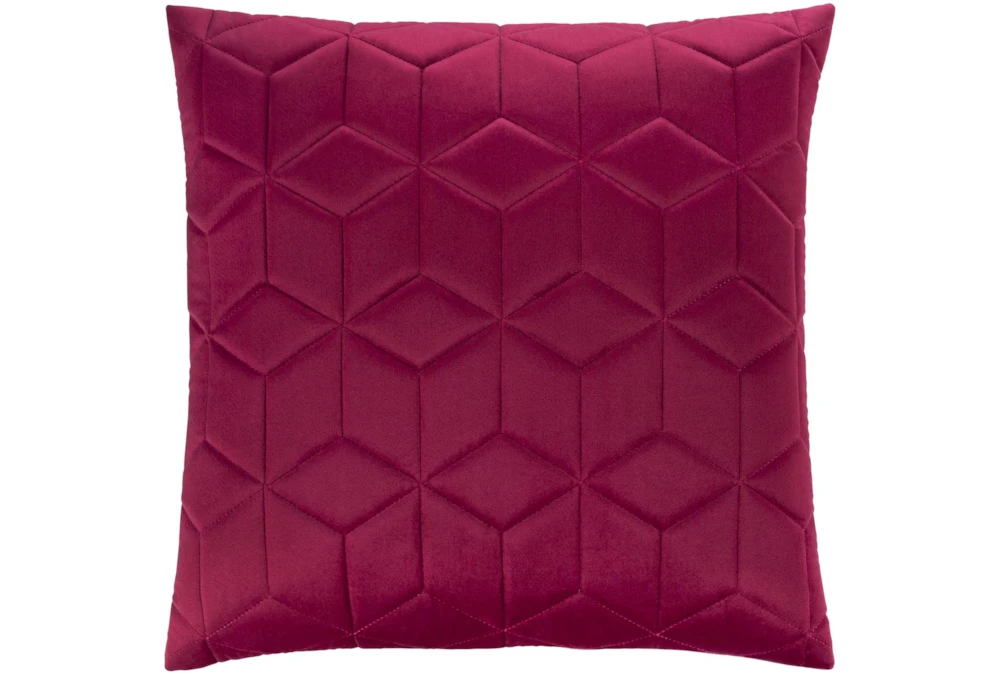 22X22 Magnenta Red Diamond Quilt Velvet Throw Pillow