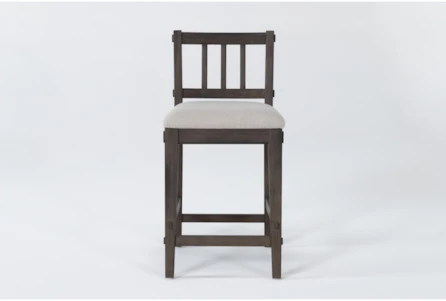 Gustav Counter Stool With Back With Upholstered Seat Bnj
