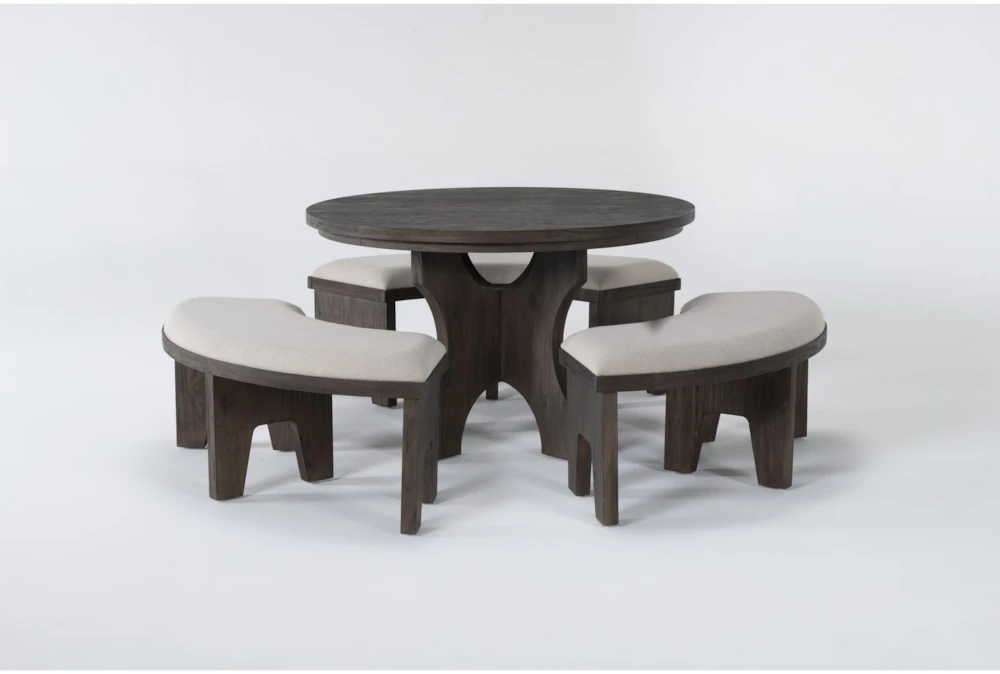 Gustav 48" Round Dining With Curved Benches Set For 6 By Nate Berkus + Jeremiah Brent