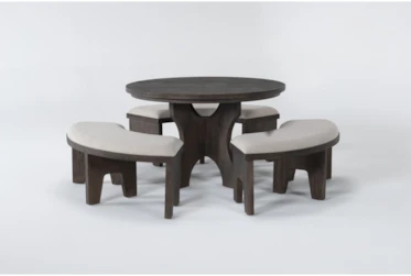Gustav 48 Inch Round Dining With Curved Benches Set For 6 By Nate Berkus + Jeremiah Brent