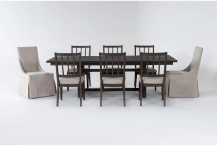 Gustav 78"-98" Rectangle Dining With Side Chairs & Upholstered Host Chairs Set For 8 By Nate Berkus + Jeremiah Brent