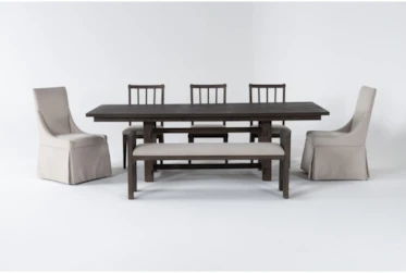 Gustav 7 Piece Rectangle Dining Set With Bench, Side Chairs, And Upholstered Host Chairs By Nate Berkus + Jeremiah Brent