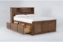 Carson California King Wood Bookcase Captains Bed With Double Sided 3-Drawers Storage - Side