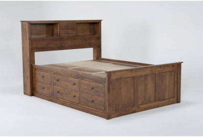 Carson California King Wood Bookcase Captains Bed With Single Sided 6-Drawers Storage - Side