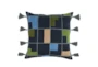 20X20 Navy Blue Geo Throw Pillow With Tassels - Signature