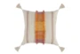 22X22 Orange + Pink Multi Horizontal Stripe Throw Pillow With Tassels - Signature