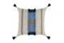 22X22 Blue Multi Horizontal Stripe Throw Pillow With Tassels - Signature
