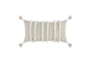 14X26 Beige + Ivory Textured Lumbar Throw Pillow With Tassels - Signature