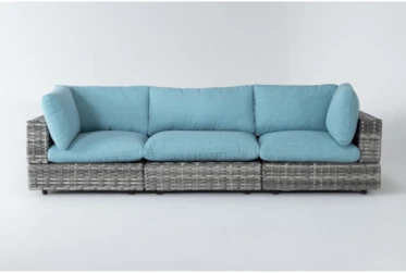 Retreat Outdoor 3 Piece Grey Woven Modular Sofa With Spa Cushions