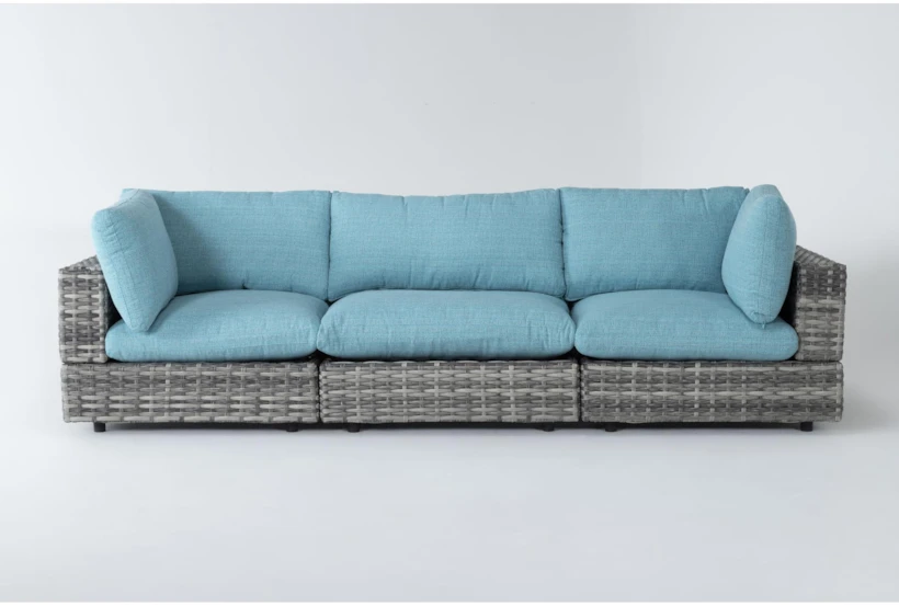 Retreat 117" Outdoor 3 Piece Grey Woven Modular Sofa With Spa Cushions - 360