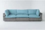 Retreat 117" Outdoor 3 Piece Grey Woven Modular Sofa With Spa Cushions - Signature