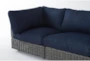 Retreat Outdoor 4 Piece Brown Woven Modular Chaise Sectional With Navy Cushions - Detail