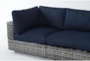 Retreat Outdoor 4 Piece Grey Woven Modular Chaise Sectional With Navy Cushions - Detail