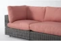 Retreat 156" Outdoor 5 Piece Brown Woven Modular Sofa Chaise Sectional With Coral Cushions - Detail