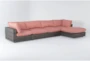 Retreat Outdoor 5 Piece Brown Woven Modular Sofa Chaise Sectional With Coral Cushions - Signature