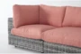 Retreat Outdoor 5 Piece Grey Woven Modular Sofa Chaise Sectional With Coral Cushions - Detail