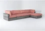 Retreat Outdoor 5 Piece Grey Woven Modular Sofa Chaise Sectional With Coral Cushions - Signature