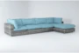 Retreat 156" Outdoor 5 Piece Grey Woven Modular Sofa Chaise Sectional With Spa Cushions - Signature