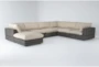 Retreat 117" Outdoor 7 Piece Brown Woven Modular Sofa Sectional With Linen Cushions - Signature