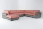 Retreat Outdoor 7 Piece Grey Woven Modular Sofa Sectional With Coral Cushions - Signature