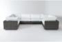 Retreat 156" Outdoor 8 Piece Brown Woven Modular Sofa Sectional With White Cushions - Signature