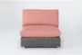 Retreat Outdoor Brown Woven Armless Unit With Coral Cushion - Signature