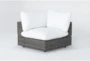 Retreat Outdoor Brown Woven Corner End Unit With White Cushion - Signature