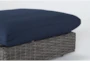 Retreat Outdoor Brown Woven Ottoman With Navy Cushions - Detail