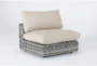 Retreat Outdoor Grey Woven Armless Unit With Linen Cushion - Side