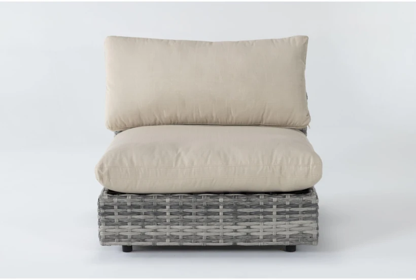 Retreat Outdoor Grey Woven Armless Unit With Linen Cushion - 360