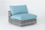 Retreat Outdoor Grey Woven Armless Unit With Spa Cushion - Side