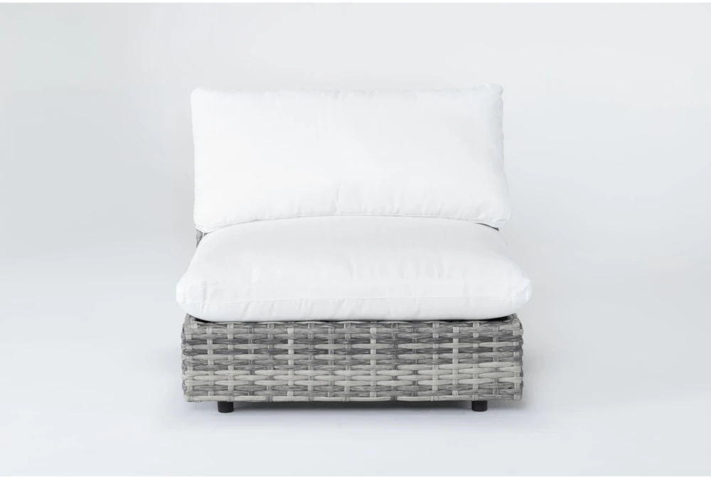Retreat Outdoor Grey Woven Armless Unit With White Cushion