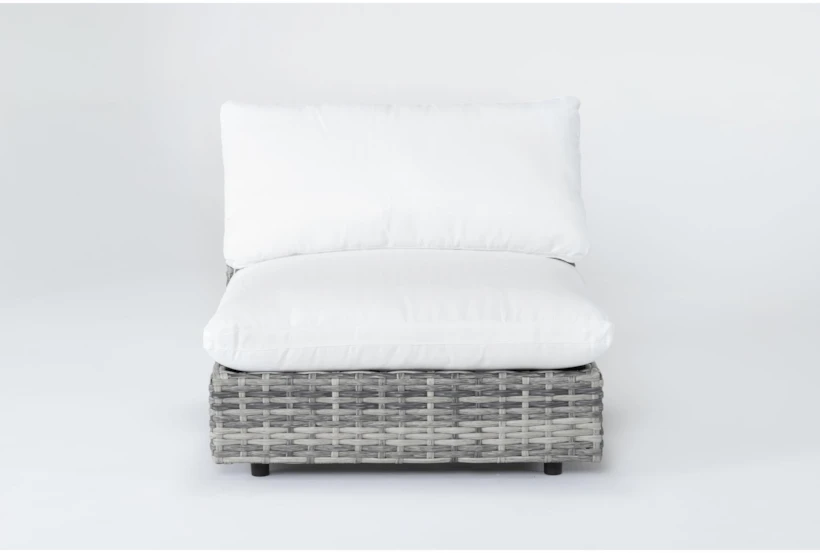 Retreat Outdoor Grey Woven Armless Unit With White Cushion - 360