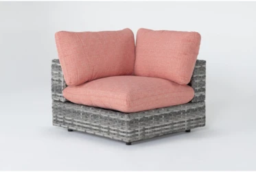 Retreat Outdoor Grey Woven Corner End Unit With Coral Cushion