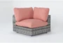 Retreat Outdoor Grey Woven Corner End Unit With Coral Cushion - Signature